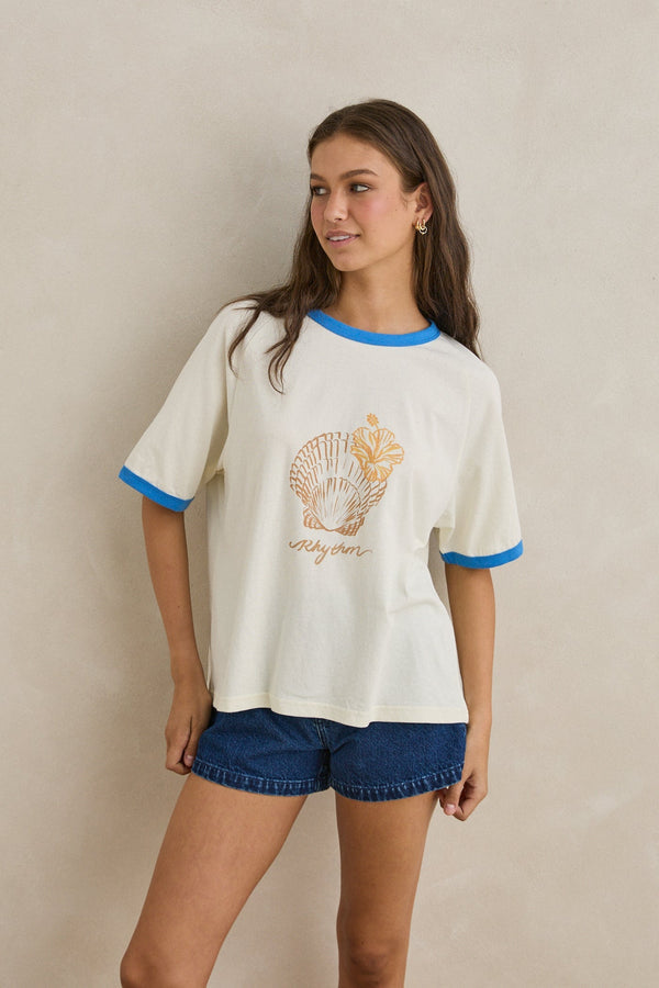 Rhythm Sunrise Seashell Ringer Tee - White - Sun Diego Boardshop