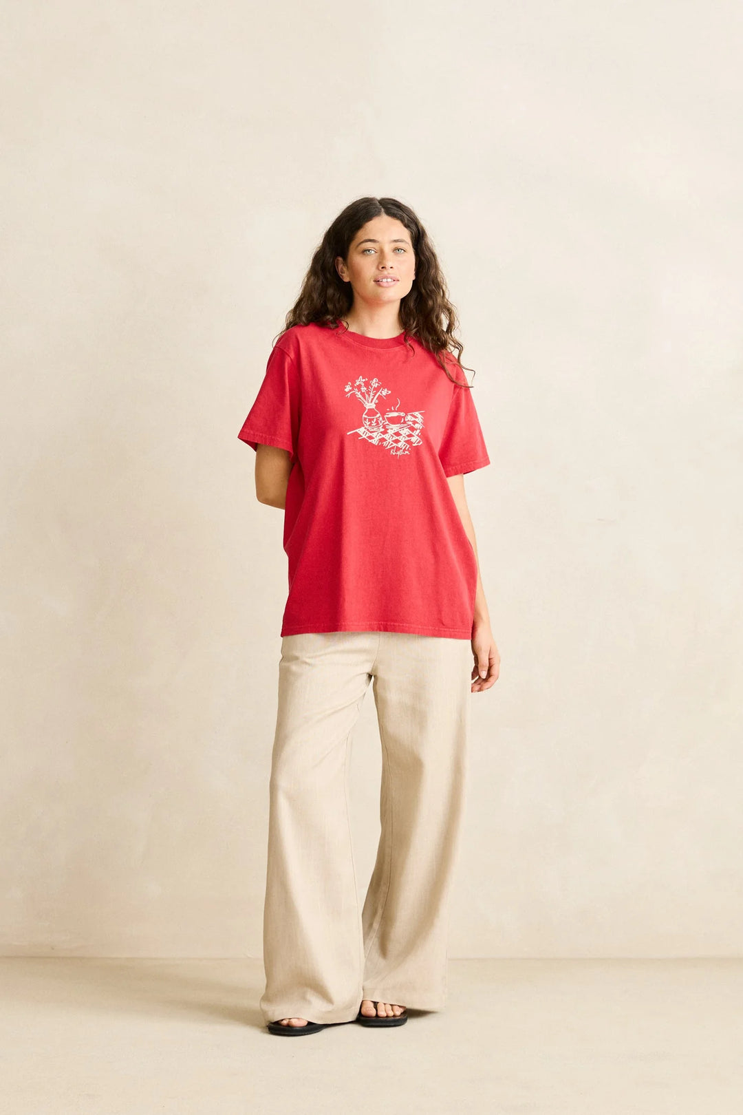 Rhythm Women's Simple Things Vintage Tee Washed Red - Washed Red