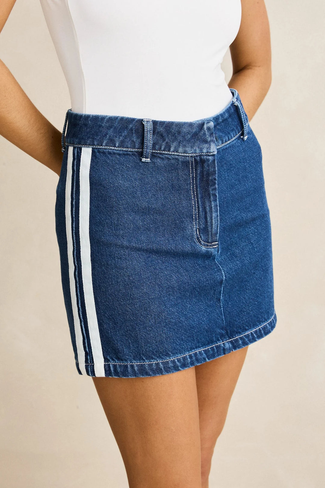 Rhythm Contrast Denim Skirt - Blue - Sun Diego Boardshop