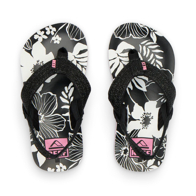 Reef Little Ahi Sandals - Pink/Black Floral - Sun Diego Boardshop