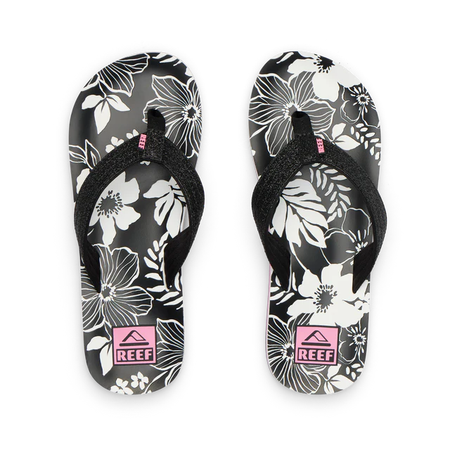 Reef Kids Ahi Sandals - Pink/Black Floral - Sun Diego Boardshop