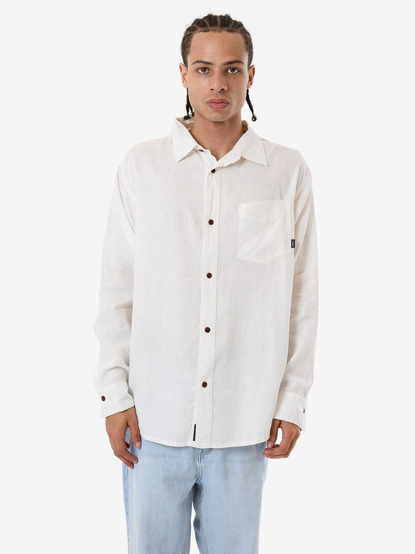 THRILLS Hemp Minimal Thrills Oversize Long Sleeve Shirt - DIRTY WHITE - Sun Diego Boardshop