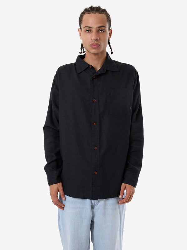 THRILLS Hemp Minimal Thrills Oversize Long Sleeve Shirt - BLACK - Sun Diego Boardshop