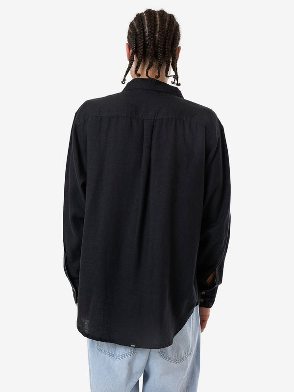 THRILLS Hemp Minimal Thrills Oversize Long Sleeve Shirt - BLACK - Sun Diego Boardshop