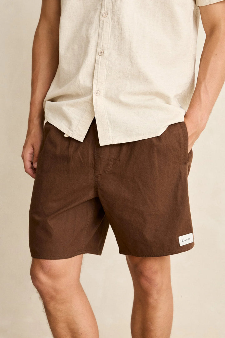Rhythm Men's Classic Linen Jam - Chocolate - Sun Diego Boardshop