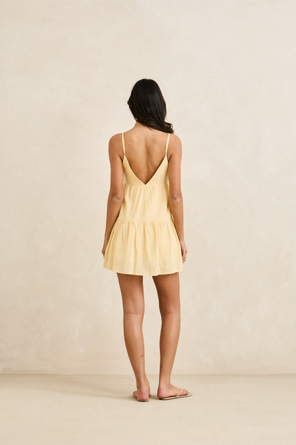 Rhythm Classic Tiered Mini Dress - Butter - Sun Diego Boardshop