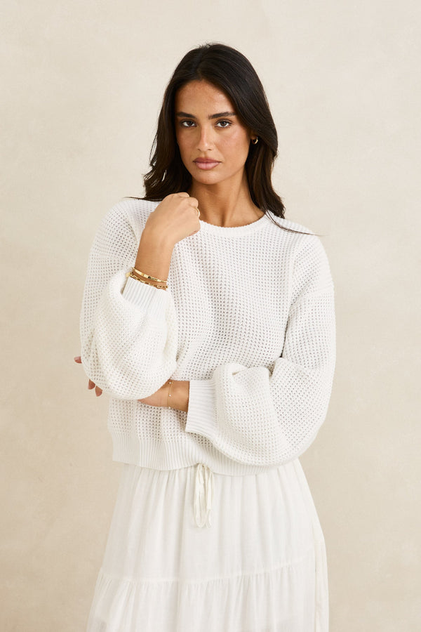 Rhythm Classic Knit Jumper - White | Sun Diego Boardshops