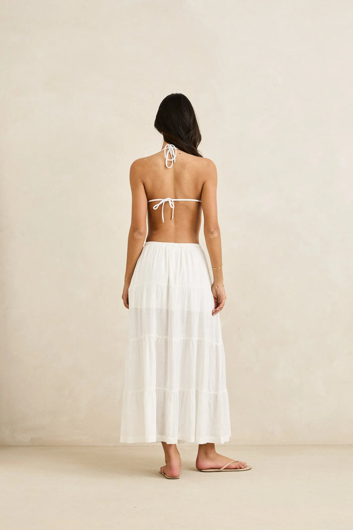 Rhythm Women's Classic Tiered Maxi Skirt - White - Sun Diego Boardshop