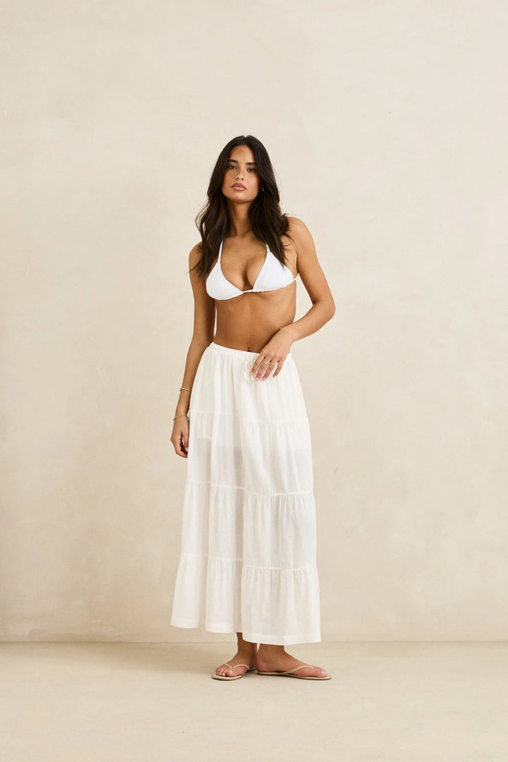 Rhythm Women's Classic Tiered Maxi Skirt - White - Sun Diego Boardshop