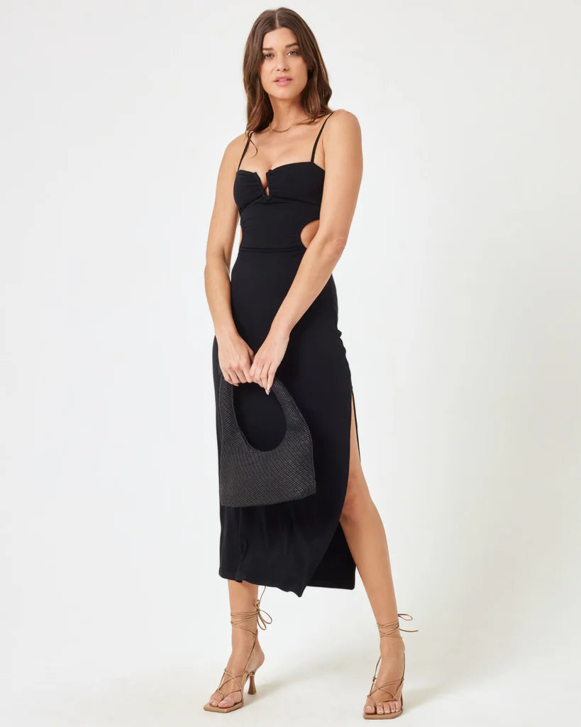 LSPACE CAMERON CUTOUT RIB COVER-UP MIDI DRESS - BLACK - Sun Diego Boardshop