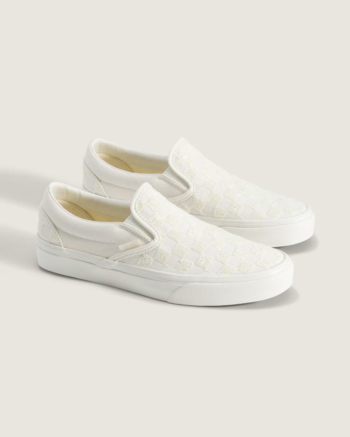 Vans Women's Classic Slip-On Checkerboard Shoe - White Checkerboard - Sun Diego Boardshop