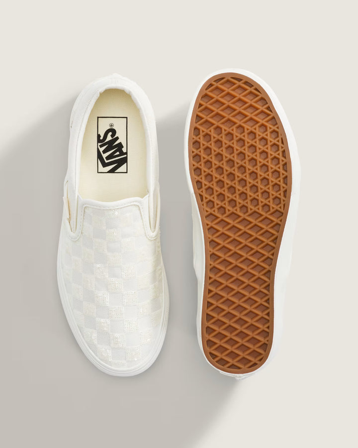 Vans Women's Classic Slip-On Checkerboard Shoe - White Checkerboard - Sun Diego Boardshop