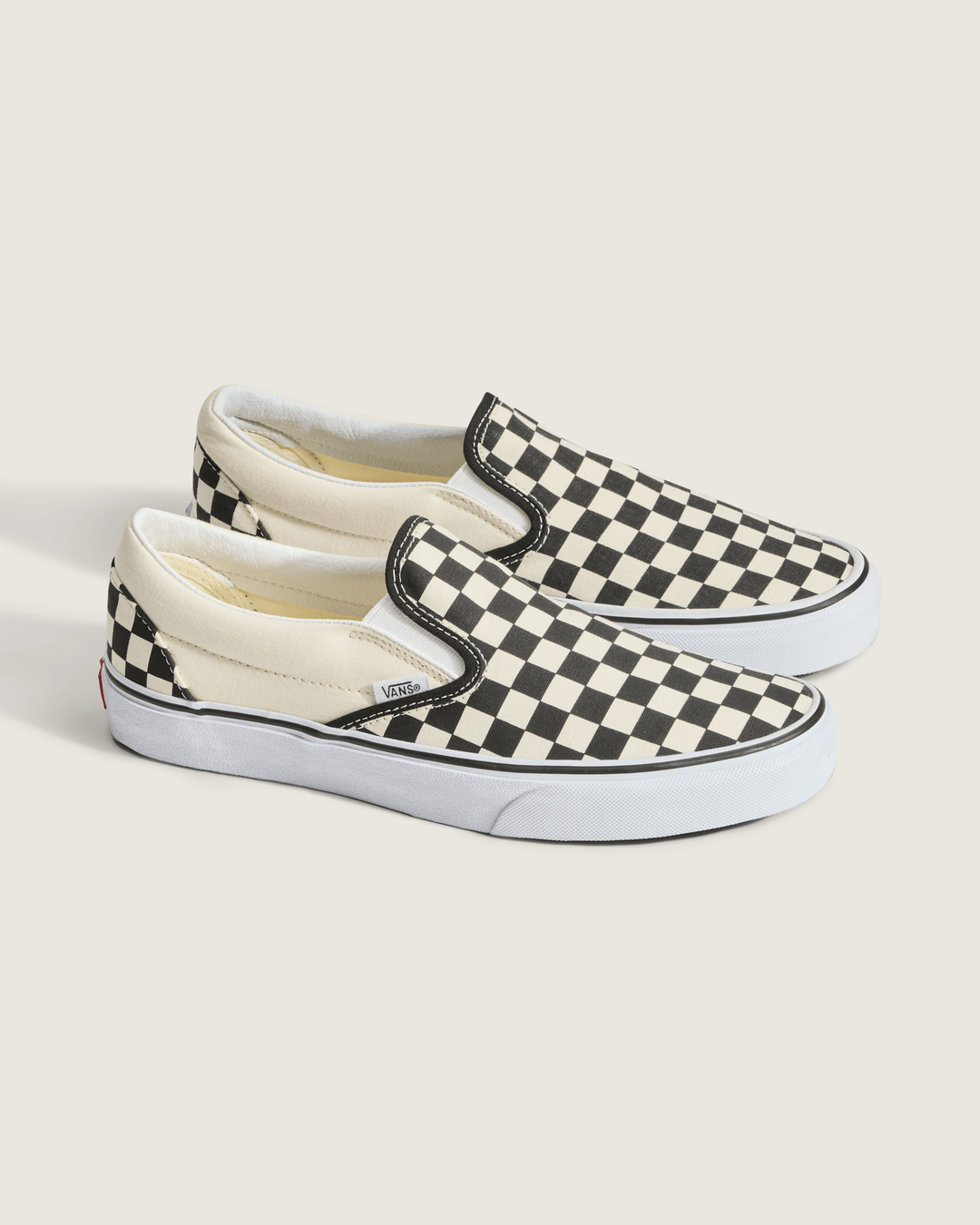 Vans Men's Classic Slip-On Checkerboard Shoe - Black White White - Sun Diego Boardshop