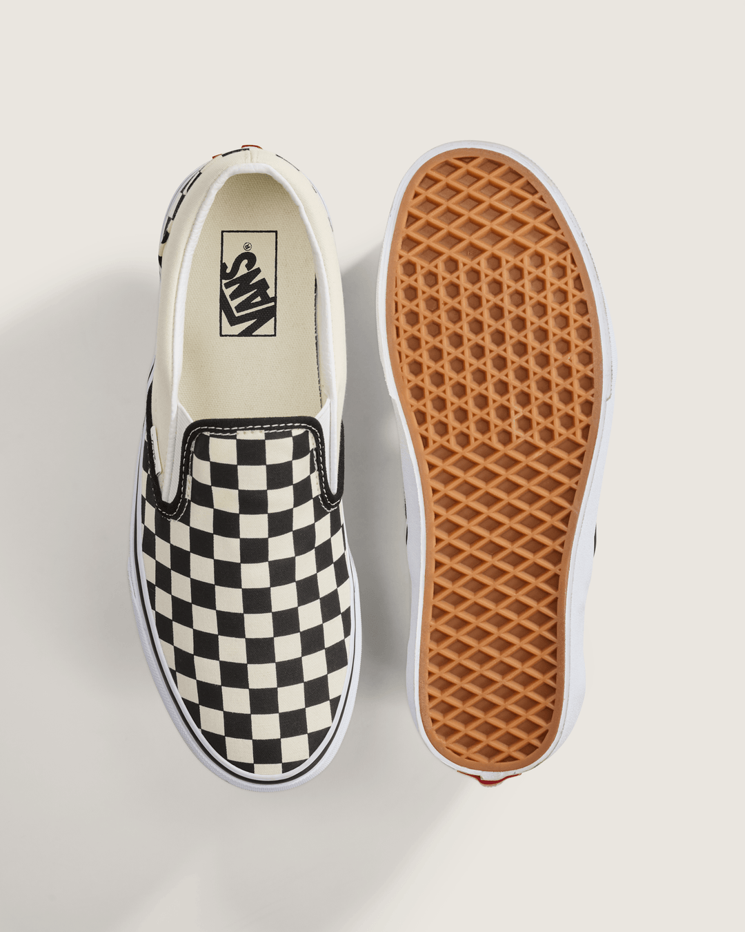 Vans Men's Classic Slip-On Checkerboard Shoe - Black White White - Sun Diego Boardshop