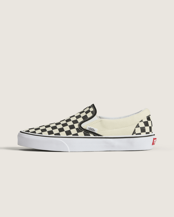 Vans Men's Classic Slip-On Checkerboard Shoe - Black White White - Sun Diego Boardshop