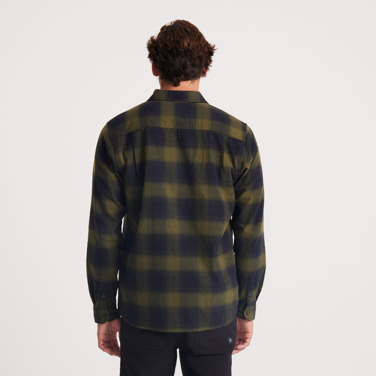 ROARK Crossroads Organic Cotton Flannel - DARK MILITARY PLAID - Sun Diego Boardshop