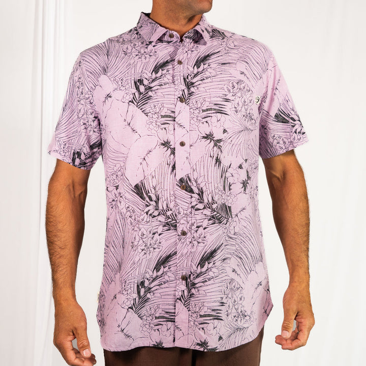 Instinct Botanical Short Sleeve Button Up Shirt - Mauve - Sun Diego Boardshop