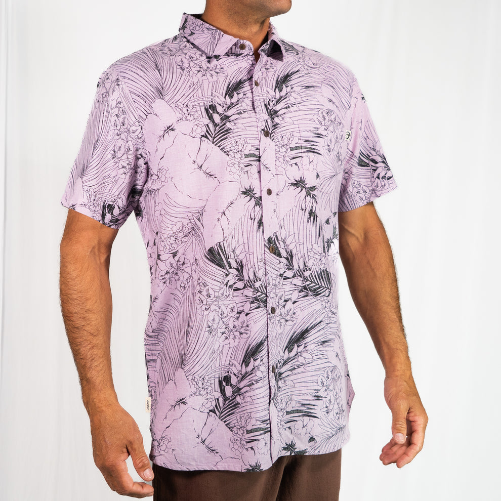 Instinct Botanical Short Sleeve Button Up Shirt - Mauve - Sun Diego Boardshop