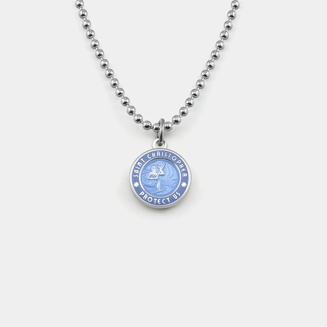 Getback Supply Small St. Christopher Necklace - Denim Blue