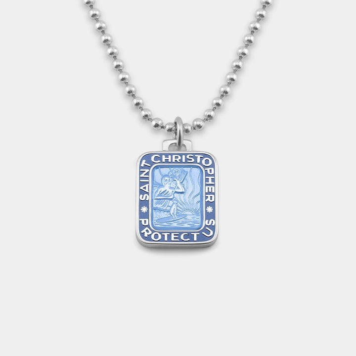 Getback Supply Rectangle St. Christopher Necklace - Denim Blue