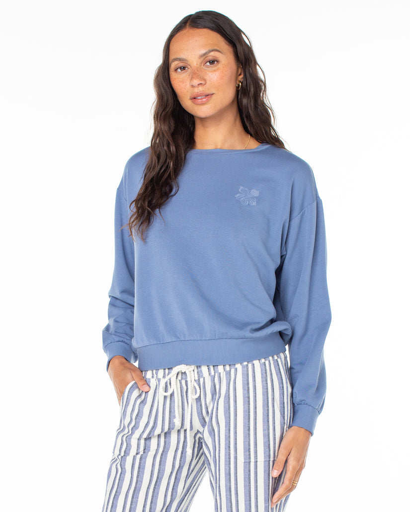 Roxy Surfing By Moonlight Pullover Sweatshirt - INFINITY BLUE - Sun Diego Boardshop