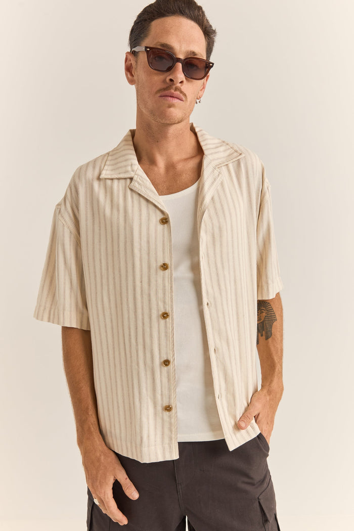 Rhythm Relaxed Stripe Ss Shirt - NATURAL - Sun Diego Boardshop