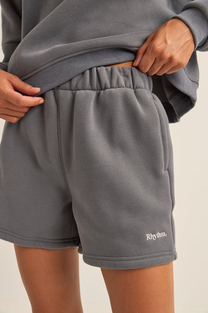 Rhythm Logo Fleece Shorts - CHARCOAL - Sun Diego Boardshop