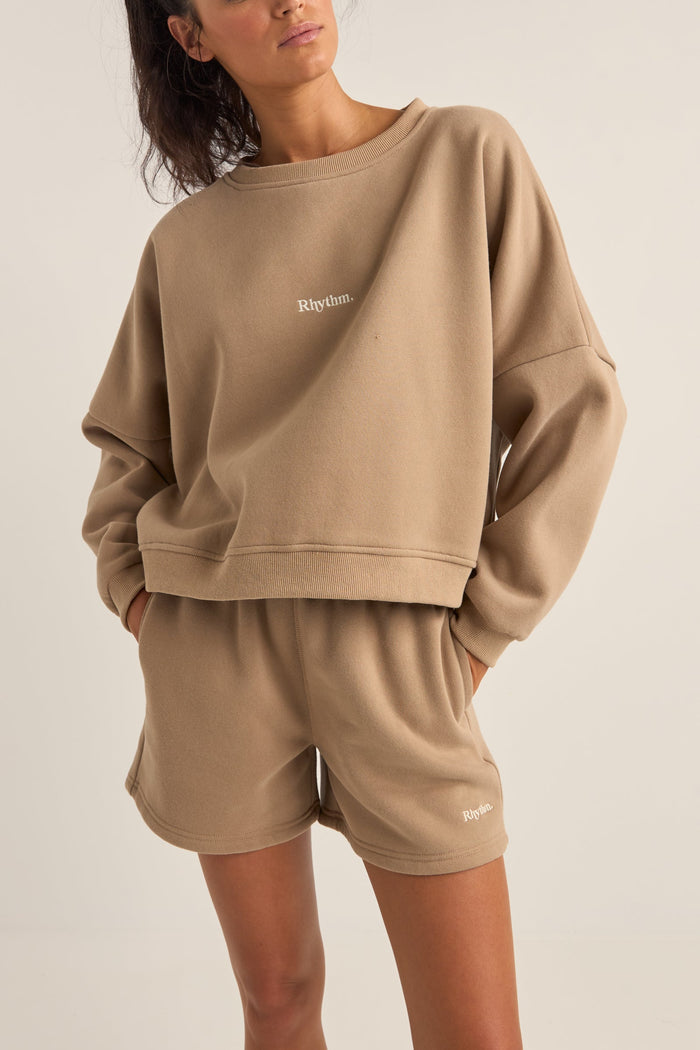 Rhythm Logo Crew Neck Fleece - TAUPE - Sun Diego Boardshop