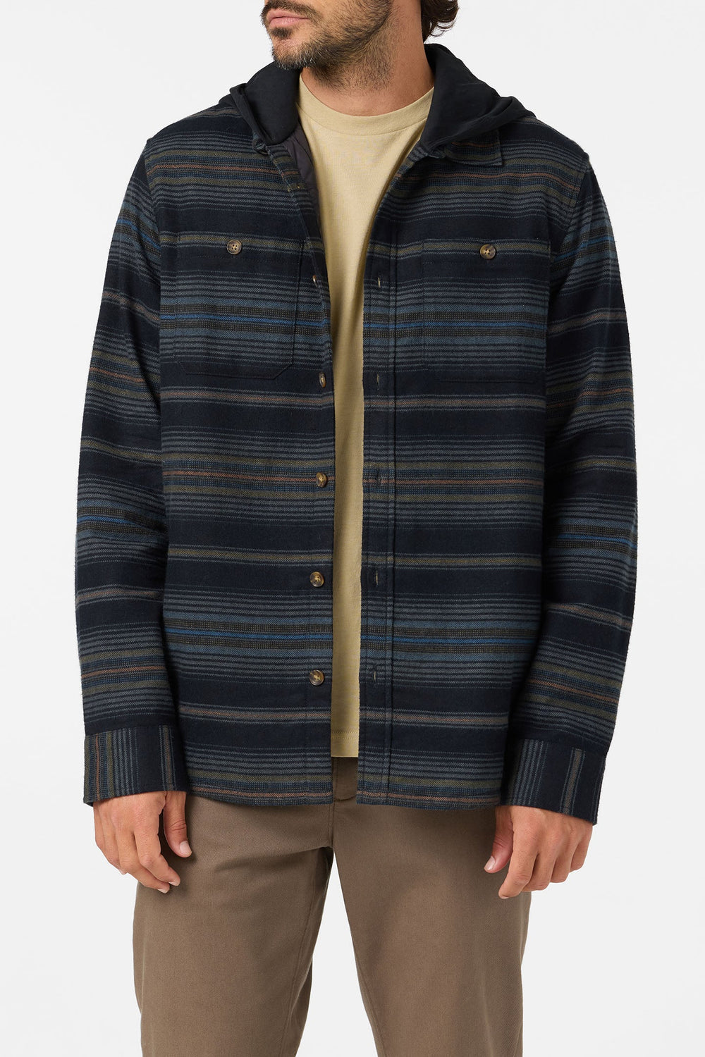 O'Neill Men's Hooded Lined Flannel Long Sleeve Shirt - Black - Sun Diego Boardshop