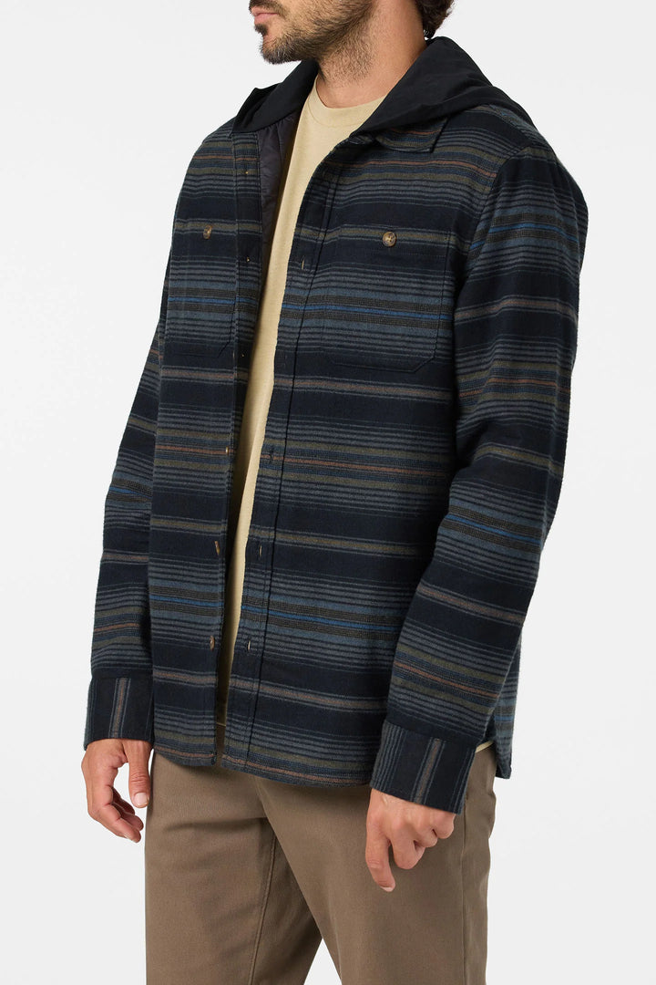 O'Neill Men's Hooded Lined Flannel Long Sleeve Shirt - Black - Sun Diego Boardshop