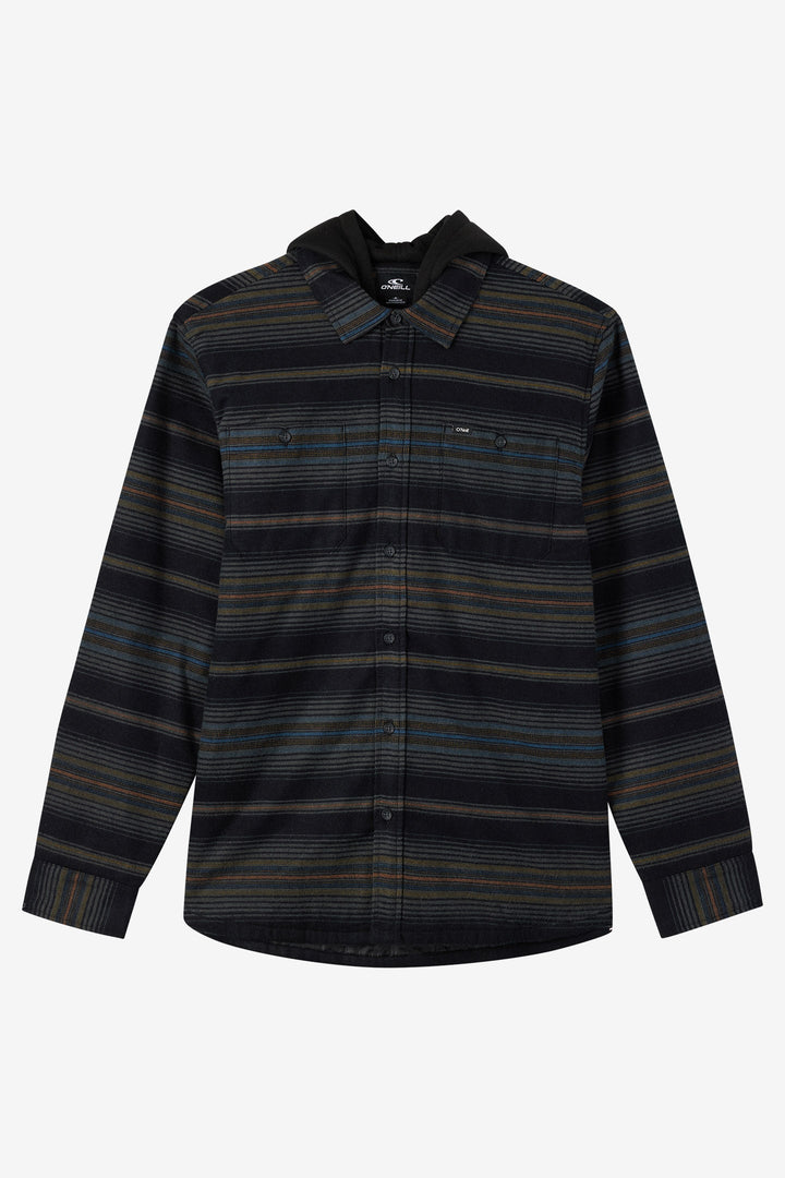 O'Neill Men's Hooded Lined Flannel Long Sleeve Shirt - Black - Sun Diego Boardshop