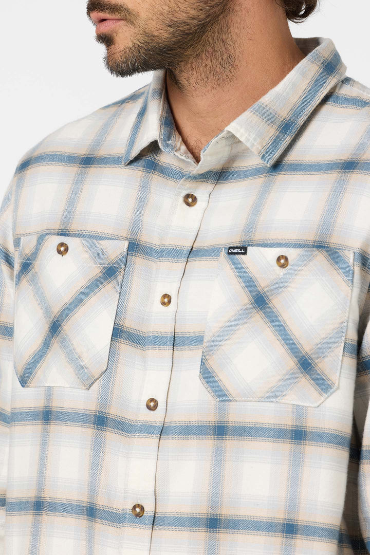 O'Neill Men's Coastline Flannel Long Sleeve Shirt - Tofu - Sun Diego Boardshop