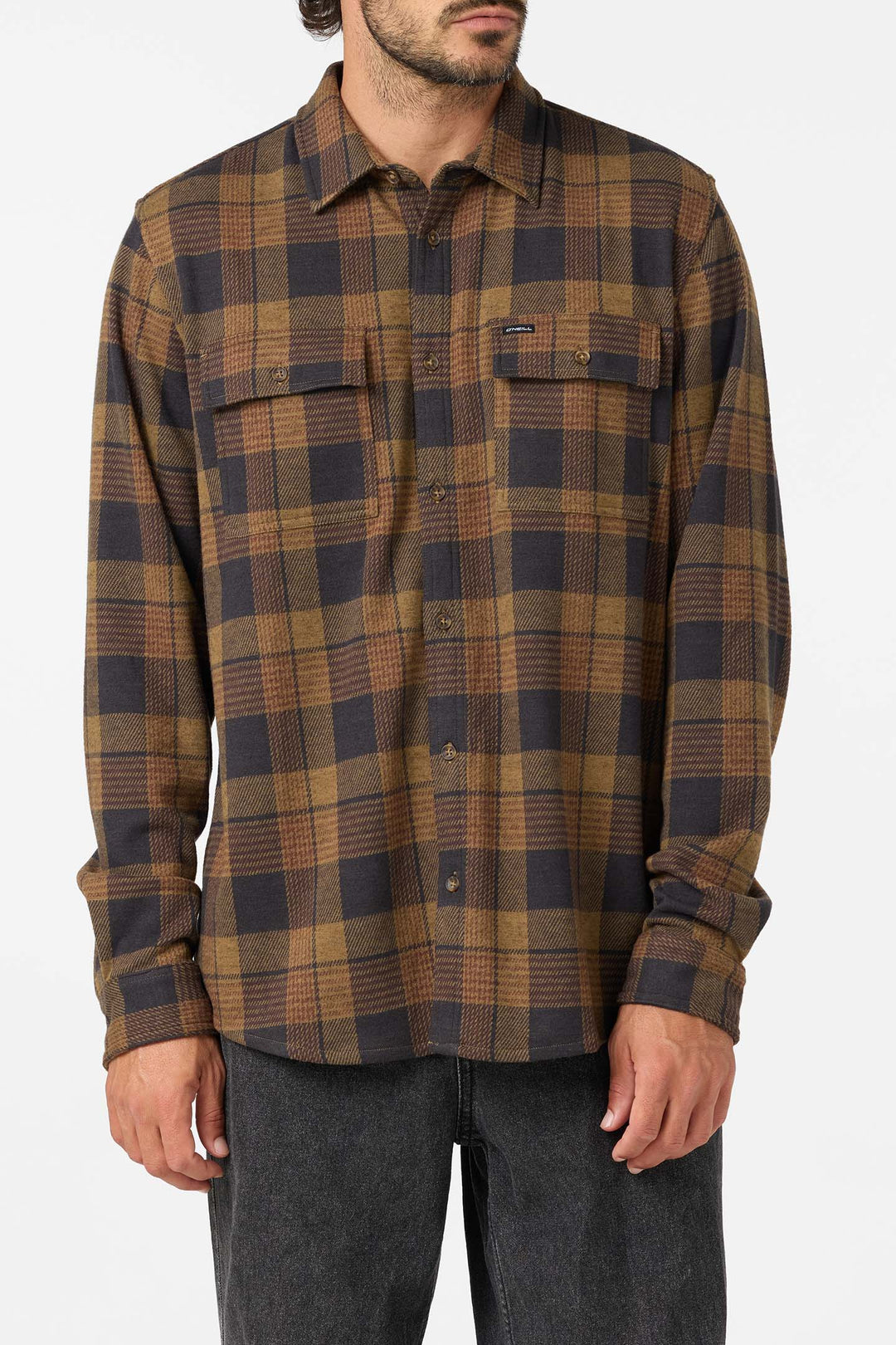 O'Neill Men's Sutton Flannel Long Sleeve Shirt - Dark Khaki - Sun Diego Boardshop