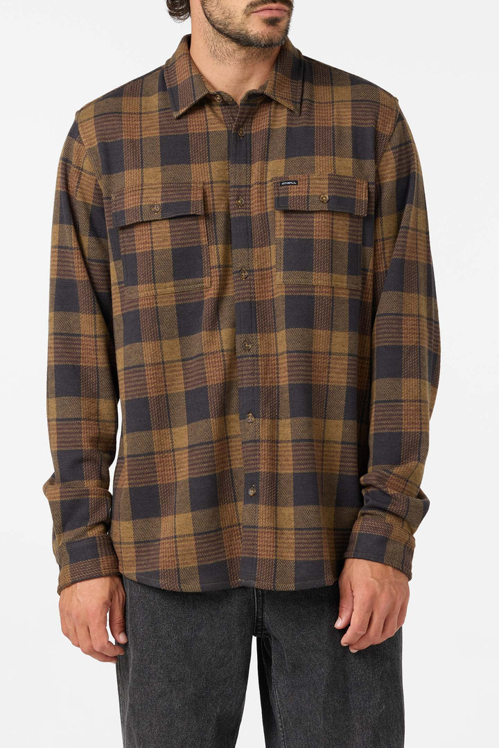 O'Neill Men's Sutton Flannel Long Sleeve Shirt - Dark Khaki - Sun Diego Boardshop