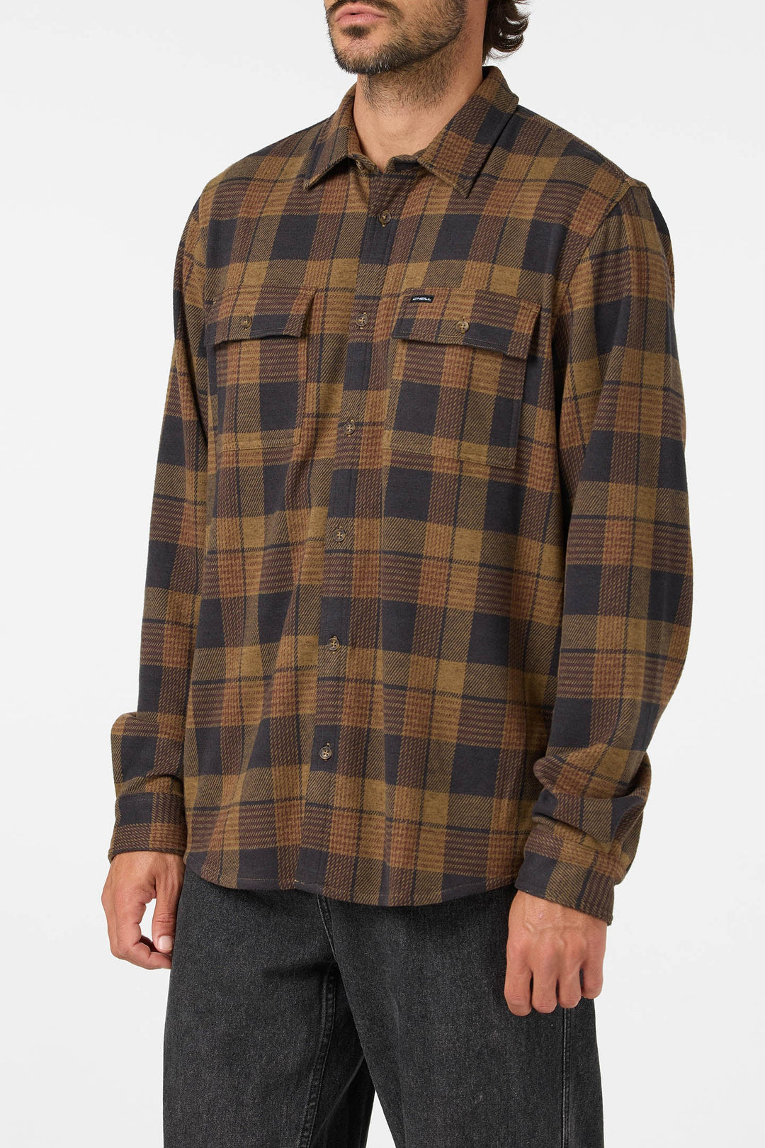 O'Neill Men's Sutton Flannel Long Sleeve Shirt - Dark Khaki - Sun Diego Boardshop