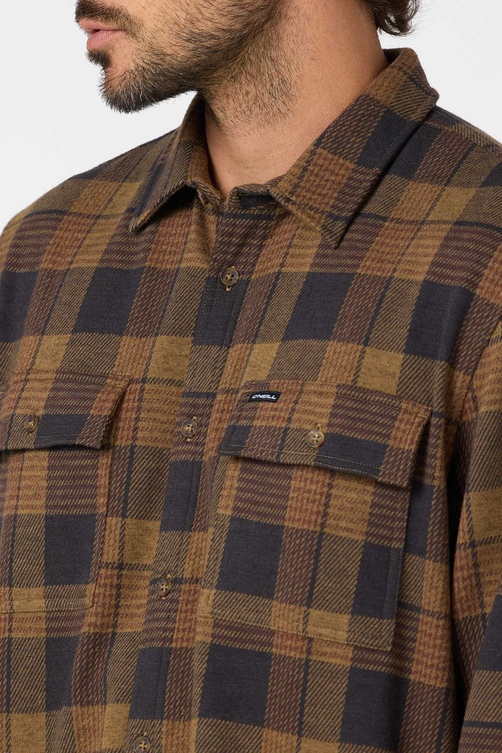 O'Neill Men's Sutton Flannel Long Sleeve Shirt - Dark Khaki - Sun Diego Boardshop