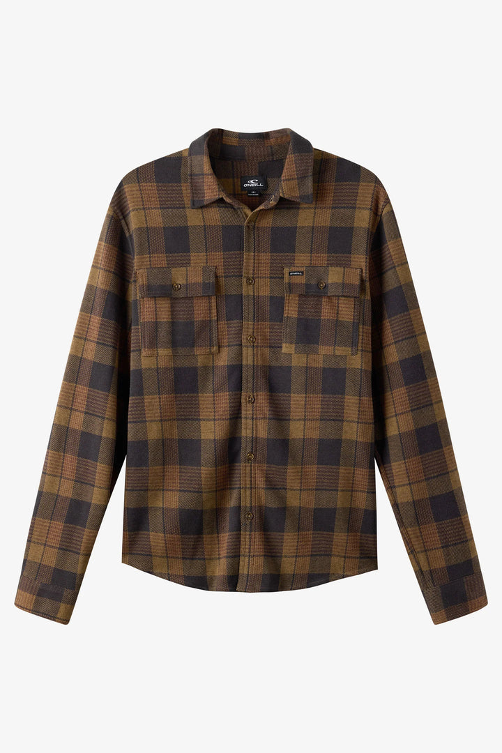 O'Neill Men's Sutton Flannel Long Sleeve Shirt - Dark Khaki - Sun Diego Boardshop