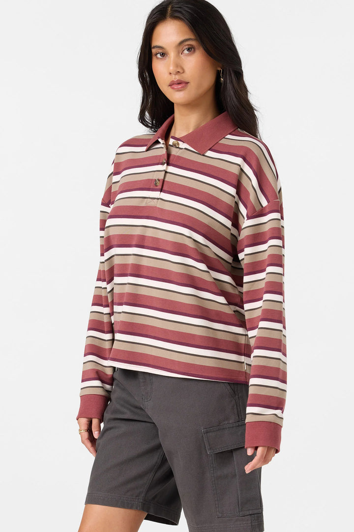 O'Neill Women's O'Riginals Kyra Long Sleeve Crop Polo Top - Apple Butter - Sun Diego Boardshop
