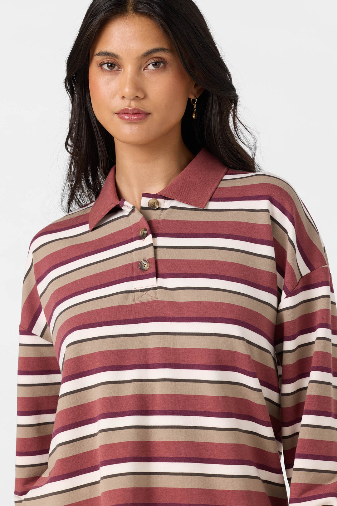 O'Neill Women's O'Riginals Kyra Long Sleeve Crop Polo Top - Apple Butter - Sun Diego Boardshop