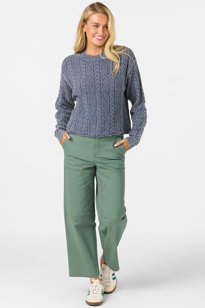 O'Neill Women's O'Riginals Misha Cable Knit Long Sleeve Sweater - Nightshadow Blue - Sun Diego Boardshop