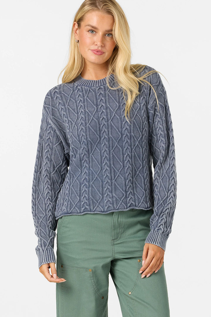 O'Neill Women's O'Riginals Misha Cable Knit Long Sleeve Sweater - Nightshadow Blue - Sun Diego Boardshop