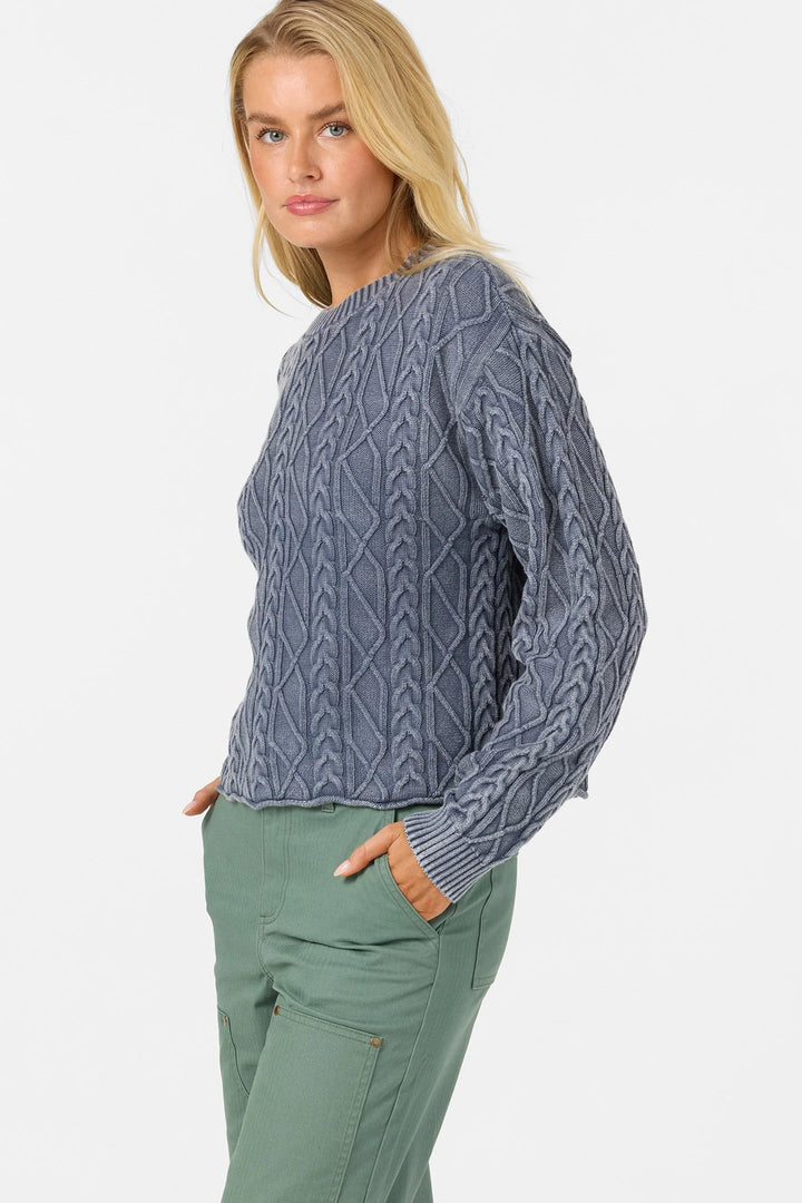 O'Neill Women's O'Riginals Misha Cable Knit Long Sleeve Sweater - Nightshadow Blue - Sun Diego Boardshop