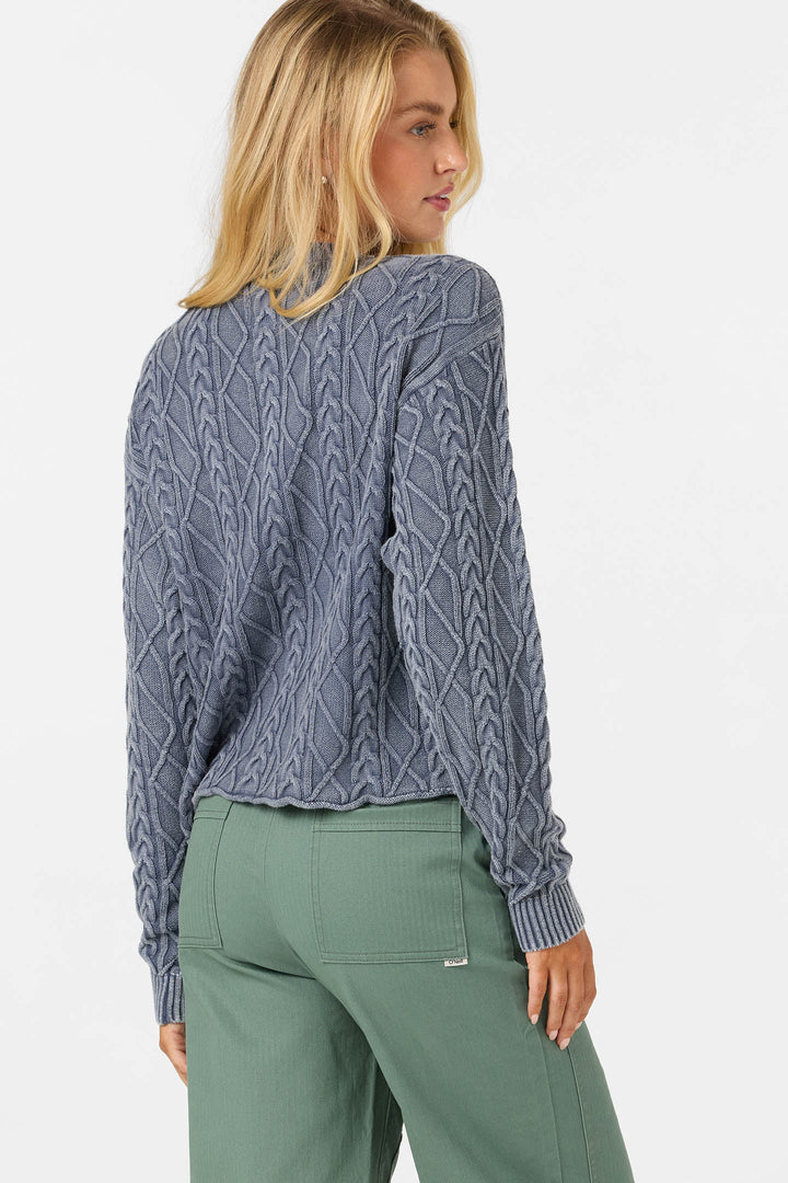 O'Neill Women's O'Riginals Misha Cable Knit Long Sleeve Sweater - Nightshadow Blue - Sun Diego Boardshop