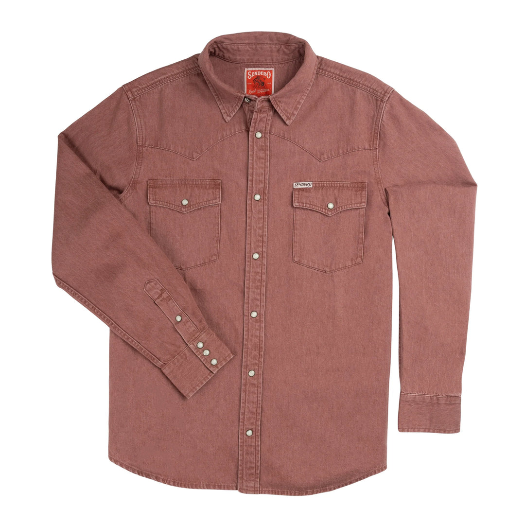 Sendero Men's The Wyatt Pearl Snap Long Sleeve Denim Shirt - Madera - Sun Diego Boardshop