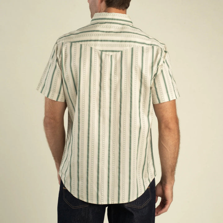 Sendero Men's The Wyatt Pearl Snap Short Sleeve Shirt - Horseshoe Stripe