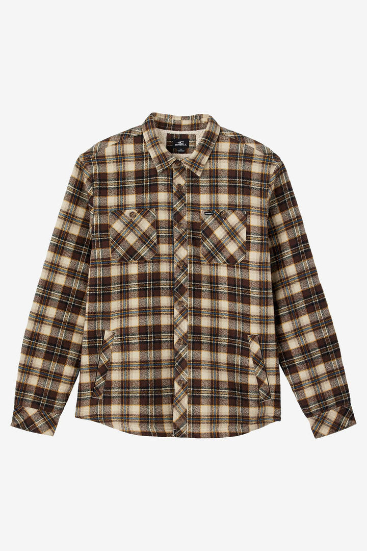 ONeill REDMOND FLANNEL HIGH PILE LINED JACKET - LIGHT KHAKI 2 - Sun Diego Boardshop