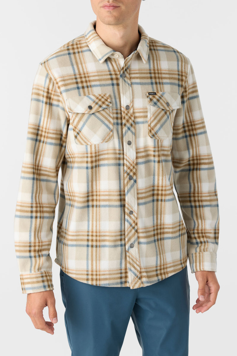 ONeill GLACIER PLAID SUPERFLEECE STANDARD FIT SHIRT - LIGHT KHAKI 2 - Sun Diego Boardshop