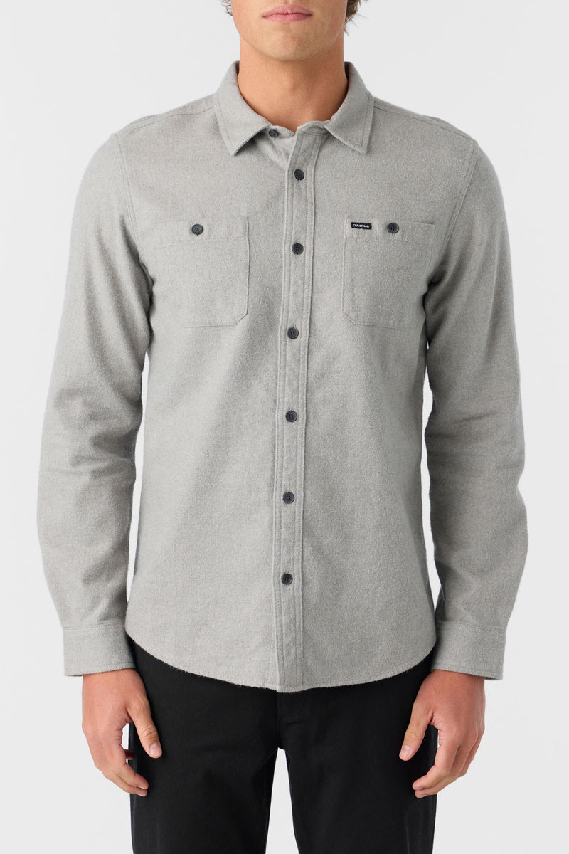 ONeill BREAKWATER SOLID FLANNEL STANDARD FIT SHIRT - LIGHT GREY - Sun Diego Boardshop