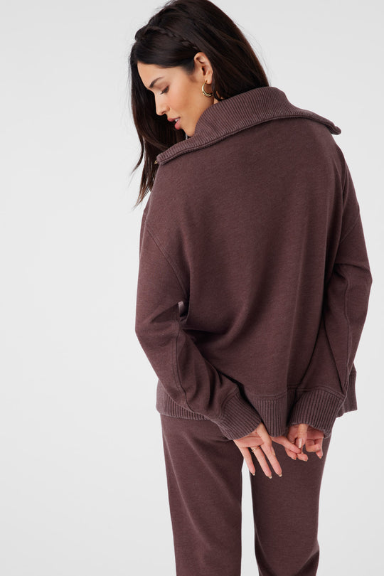 O'Neill KARMA FRENCH TERRY HALF ZIP PULLOVER - CHOCOLATE - Sun Diego Boardshop