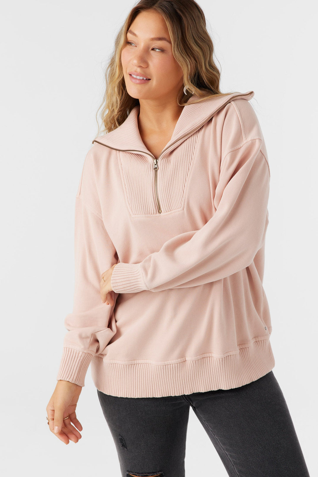 Oneill KARMA FRENCH TERRY HALF ZIP PULLOVER - ROSE DUST - Sun Diego Boardshop